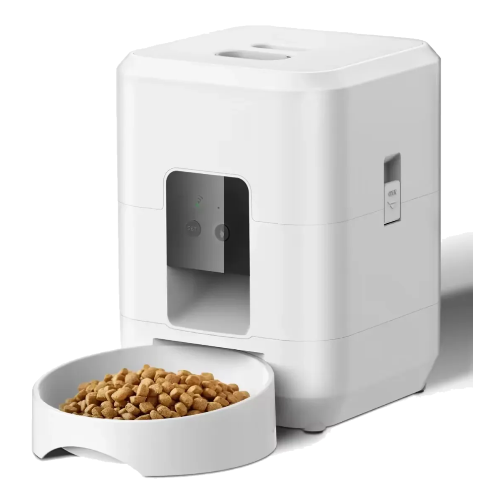 Comedouro automático para gatos branco com WiFi e temporizador
