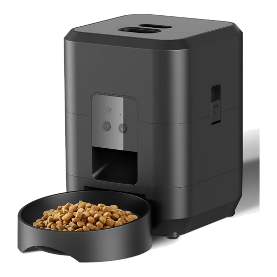 Comedouro automático para gatos preto com WiFi e temporizador