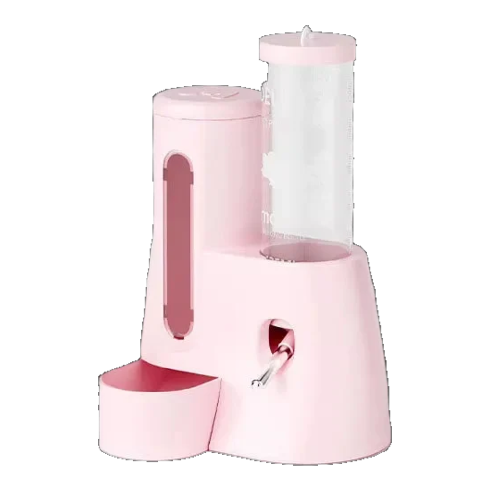 Comedouro e bebedouro 2 em 1 para hamster rosa