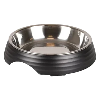 Comedouro para gatos Aschau canelado preto mate, 160 ml