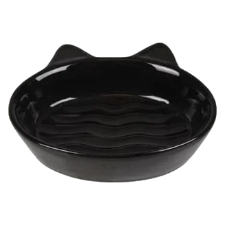 Comedouro para gatos Gizmo em cerâmica preta, 13 cm