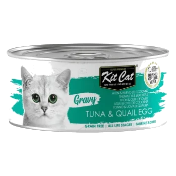 Comida húmida para gatos Kit Cat Gravy atum e ovo de codorniz 70 g