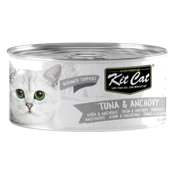 Comida húmida para gatos Kit Cat Toppers atum e anchovas em gelatina 80 g