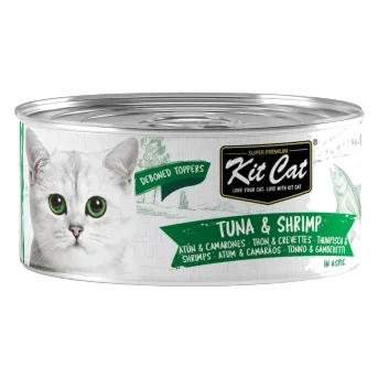 Comida húmida para gatos Kit Cat Toppers atum e camarão em gelatina 80 g