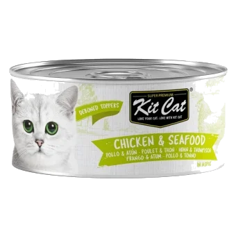 Comida húmida para gatos Kit Cat Toppers frango e atum em gelatina 80 g