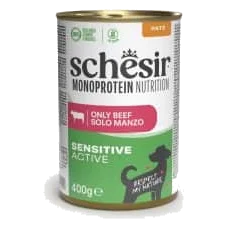 Comida húmida para cães adultos Schesir Monoprotein Active vaca, lata de 400 g