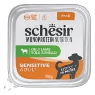 Comida húmida para cães adultos Schesir Monoprotein borrego, embalagem de 150 g