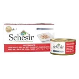 Comida húmida para cães adultos Schesir frango e vaca, 4 × 85 g