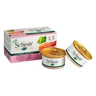 Comida húmida para cães adultos Schesir frango e borrego, 4 × 85 g