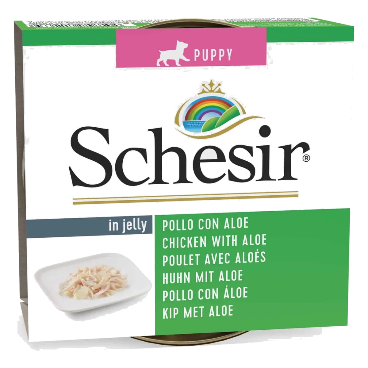 Comida húmida para cachorros Schesir Puppy frango com aloé em gelatina, 150 g