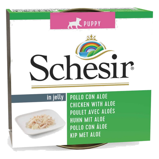 Comida húmida para cachorros Schesir Puppy frango com aloé em gelatina, 150 g