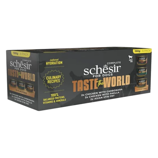 Comida húmida para cães adultos Schesir Taste the World, pack variado 6 × 150 g