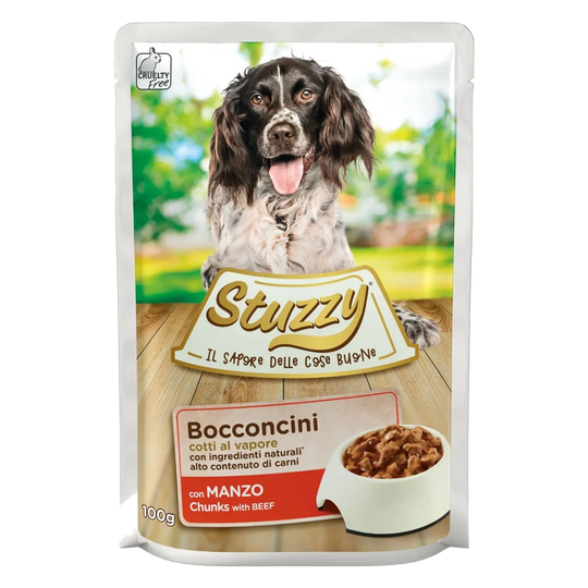 Comida húmida para cães Stuzzy de vaca, saqueta de 100 g
