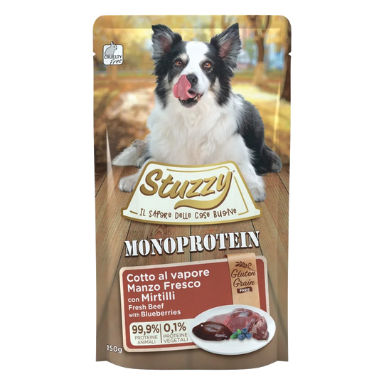 Comida húmida para cães Stuzzy Monoprotein vaca e mirtilos, 150 g