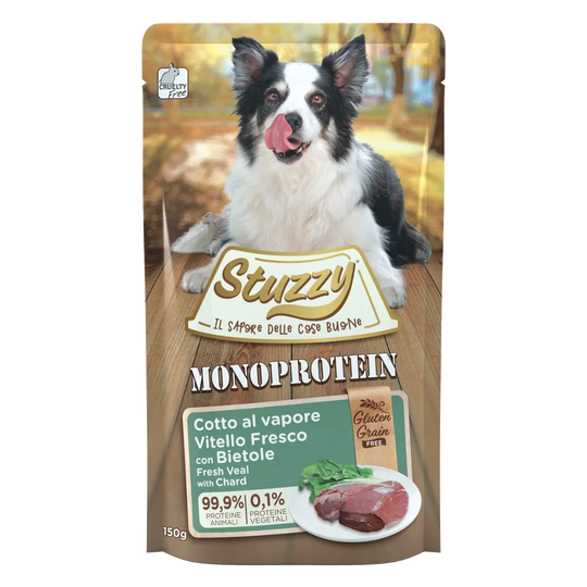Comida húmida para cães adultos Stuzzy Monoprotein vitela e acelgas, 150 g