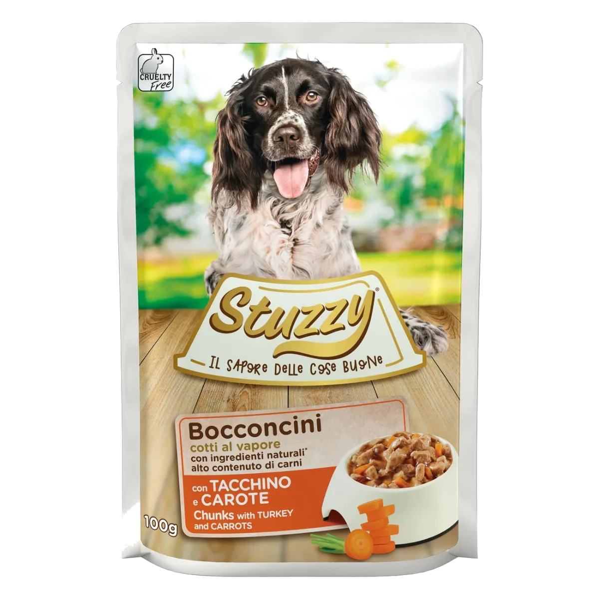 Comida húmida para cães adultos Stuzzy peru e cenouras, saqueta de 100 g