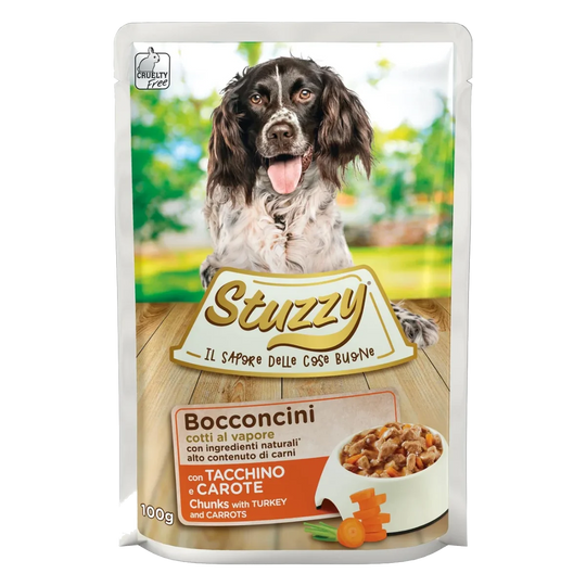 Comida húmida para cães adultos Stuzzy peru e cenouras, saqueta de 100 g