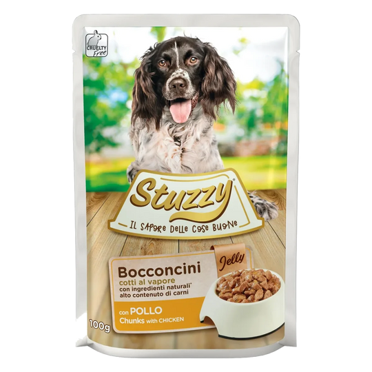 Comida húmida para cães adultos Stuzzy frango em gelatina, saqueta de 100 g