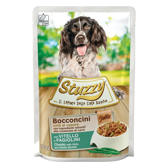 Comida húmida para cães Stuzzy vitela e feijão-verde, saqueta de 100 g