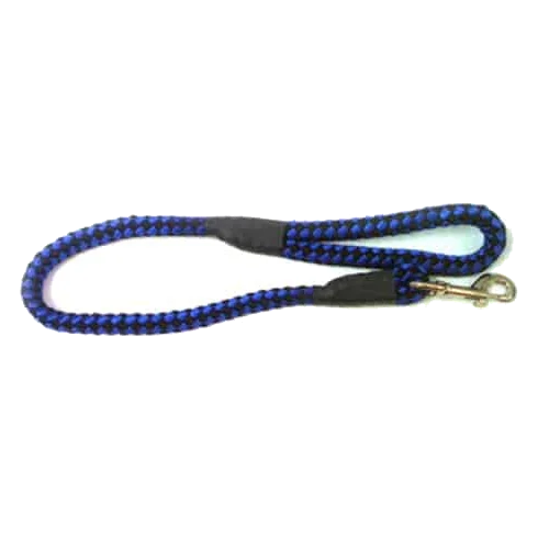 Trela de corda azul e preta para cães, 15 mm x 70 cm