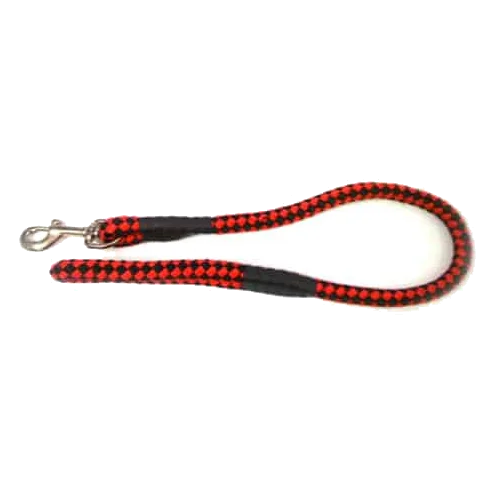 Trela de corda vermelha e preta para cães, 15 mm x 70 cm