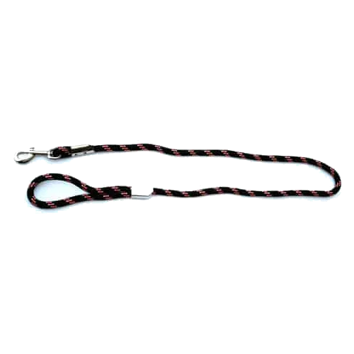 Trela de corda vermelha e preta para cães, 8 mm