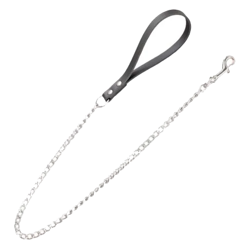 Trela metálica para cães com pega de couro, 4 mm × 80 cm