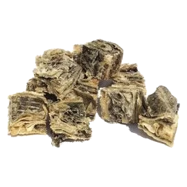 Cubos de pele de peixe para cães, saco de 1 kg