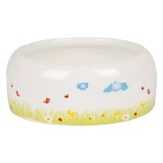 Taça Kiki redonda em cerâmica branca para roedores, 11,5 × 11,5 × 4,5 cm
