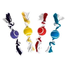 Brinquedo para cães corda de algodão com bola de ténis, 30 cm