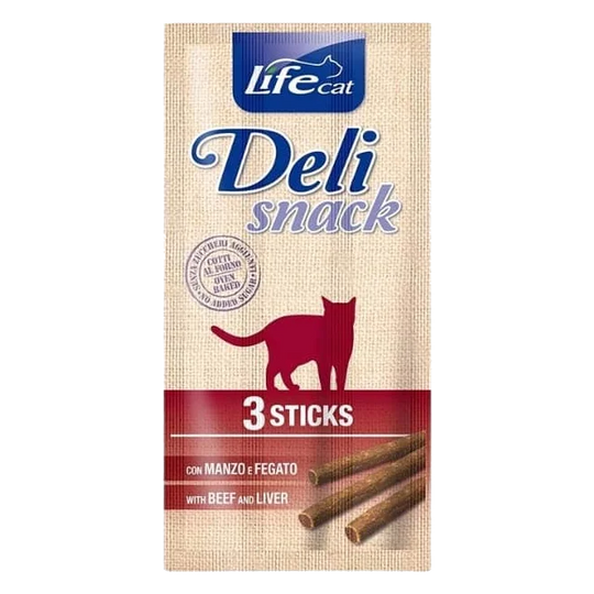 Sticks para gatos Deli Snack Life de vaca e fígado, 3 x 5 g