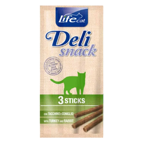 Sticks Life Cat Deli Snack peru e coelho, 3 × 5 g