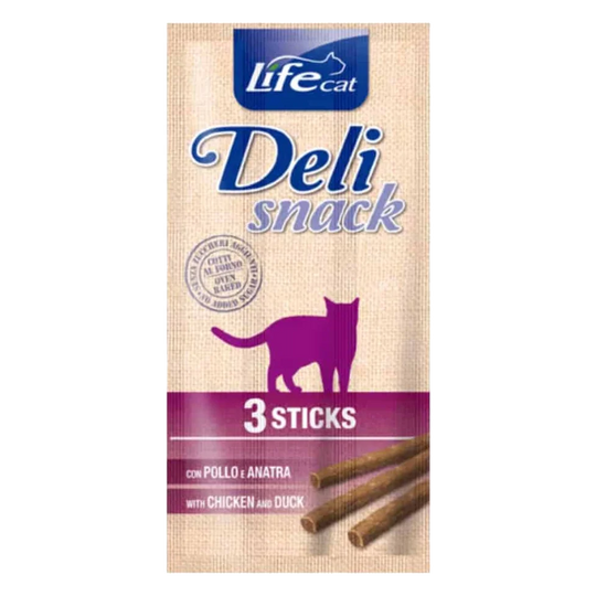 Sticks Life Cat Deli Snack frango e pato, 3 × 5 g