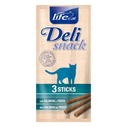 Sticks Life Cat Deli Snack salmão e truta, 3 × 5 g