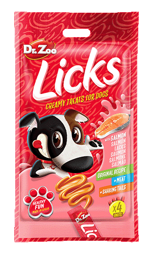Dr. Zoo Licks salmão para cães, 4 saquetas de 15 g