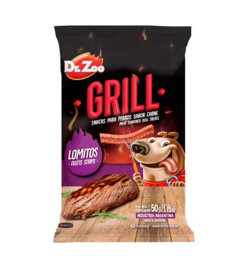Snacks para cães Dr. Zoo Grill Lomitos sabor carne, saco de 50 g
