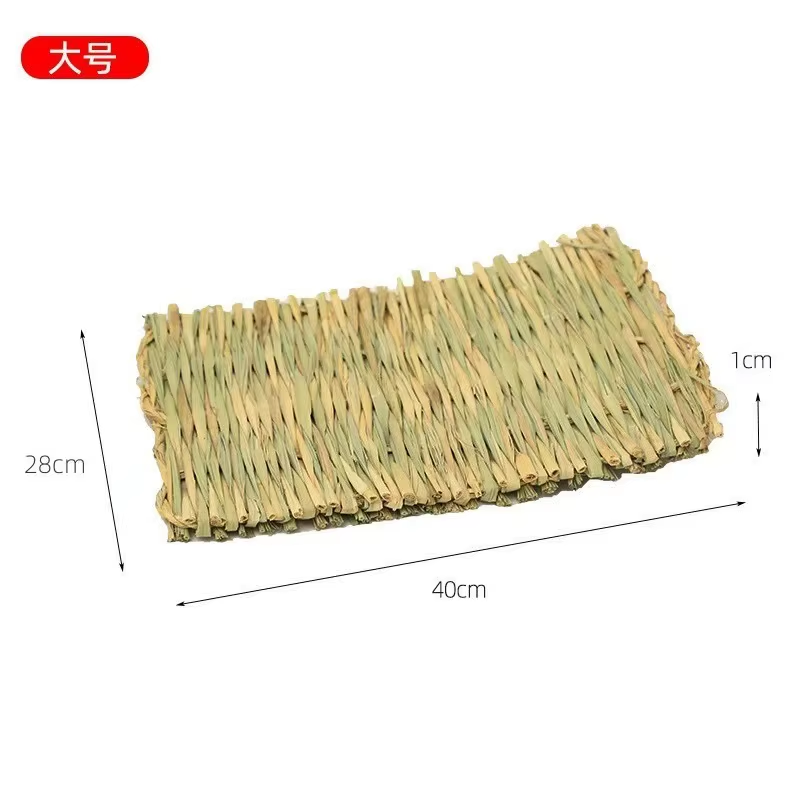 Estera de hierba natural trenzada para hámster, cobaya y conejo, 40 x 28 cm