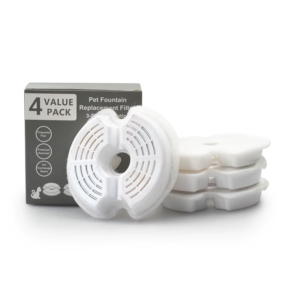 Filtros de recambio incluidos con la fuente de agua de 2 L con luz LED