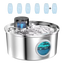 Fonte de água para gatos em aço inoxidável 3,2 L com sensor e 6 filtros de substituição