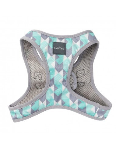 Peitoral step-in para cães FuzzYard Mint Fizz respirável e refletor