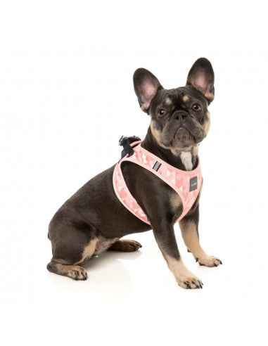 Peitoral step-in para cães FuzzYard Pink Lemonade respirável e refletor