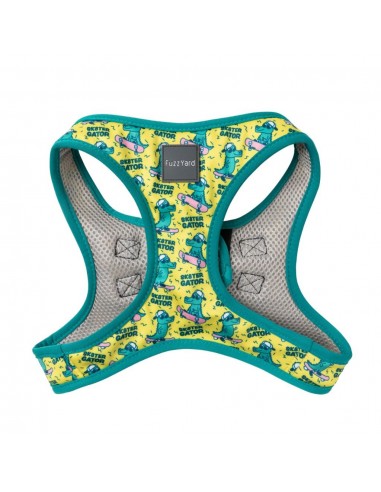 Peitoral step-in para cães FuzzYard Sk8ter Gator respirável e refletor