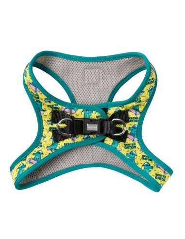 Peitoral step-in para cães FuzzYard Sk8ter Gator respirável e refletor