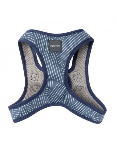 Peitoral step-in para cães FuzzYard Thornbury Aegean Blue respirável e refletor