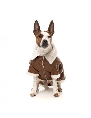 Casaco aviador para cães FuzzYard Ava castanho