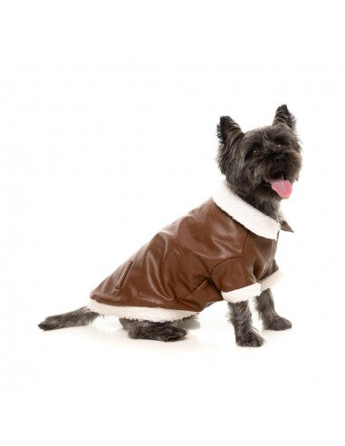 Casaco aviador para cães FuzzYard Ava castanho