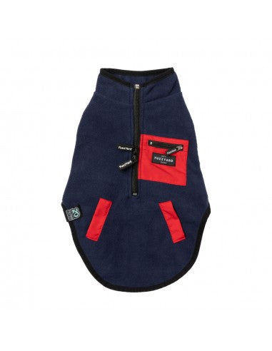 Colete sherpa para cães FuzzYard Fitzroy azul-marinho