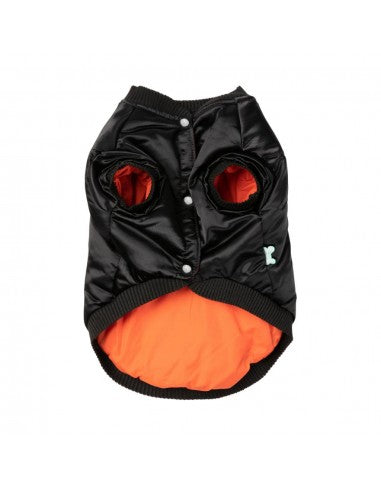 Blusão bomber acetinado para cães FuzzYard Frat preto