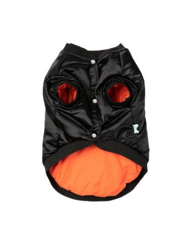 Blusão bomber acetinado para cães FuzzYard Frat preto