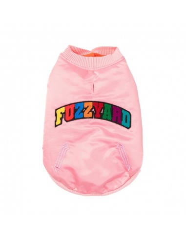 Blusão bomber acetinado para cães FuzzYard Frat rosa